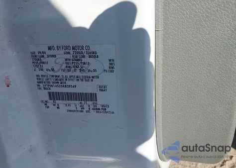 2005 Ford F-150 Fx4/Lariat/Xlt z USA, uszkodzony, nr VIN 1FTPW14535KB59549